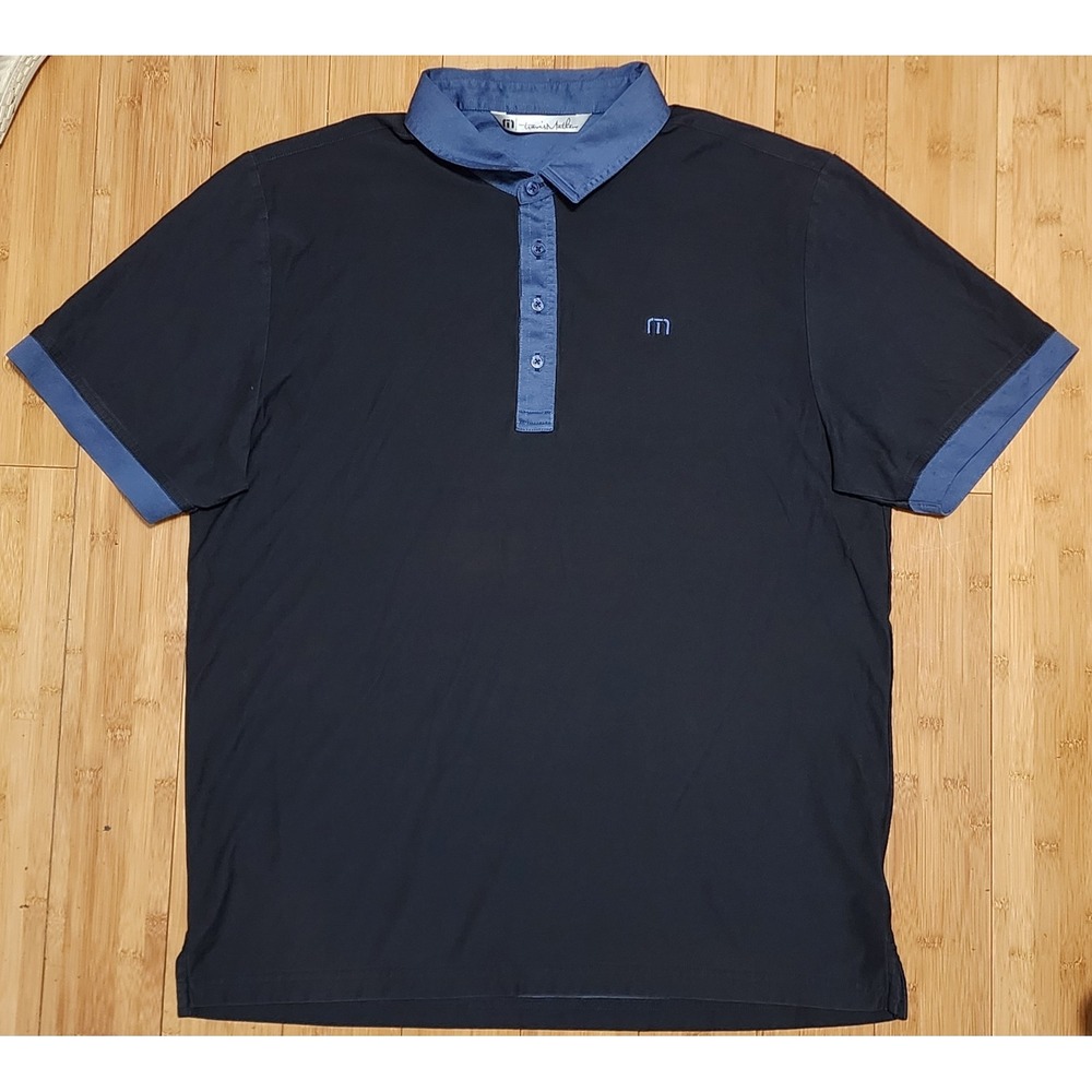 Travis Mathew Polo Shirt Men’s XL Navy Blue Golf Performance Short Sleeve Casual